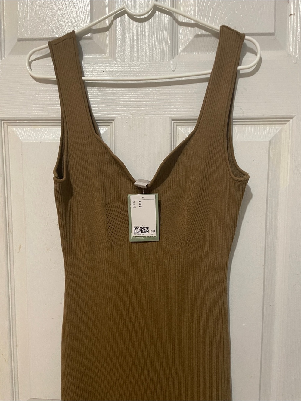 H&M Ribbed Scoop Midi Dress in Brown - Picture 5 of 6